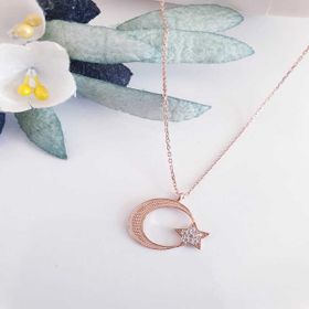 Himarry 925 Ayar Rose Ay Yıldız Kadın Gümüş Kolye
