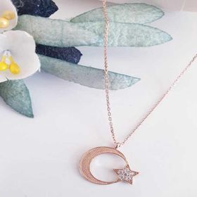 Himarry 925 Ayar Rose Ay Yıldız Kadın Gümüş Kolye
