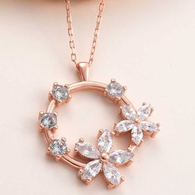 Himarry 925 Ayar Rose Beyaz Cicek Gümüş Kadın Kolye