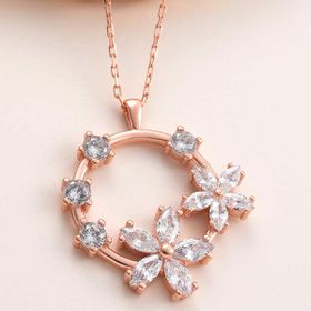 Himarry 925 Ayar Rose Beyaz Cicek Gümüş Kadın Kolye