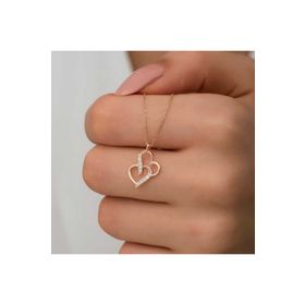 Himarry 925 Ayar Rose Birleşmiş Kalpler Kadın Gümüş Kolye