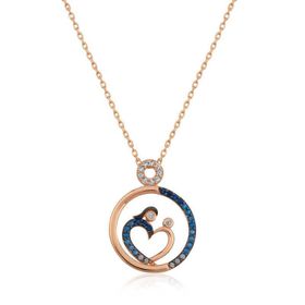 Himarry 925 Ayar Rose Kalp Anne ve Bebek Kadın Gümüş Kolye