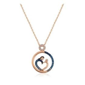 Himarry 925 Ayar Rose Kalp Anne ve Bebek Kadın Gümüş Kolye