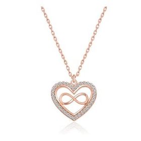 Himarry 925 Ayar Rose Kalp Sonsuzluk Kadın Gümüş Kolye