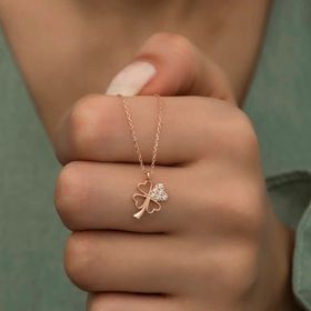 Himarry 925 Ayar Rose Kalpli Dört Yapraklı Yonca Kadın Gümüş Kolye