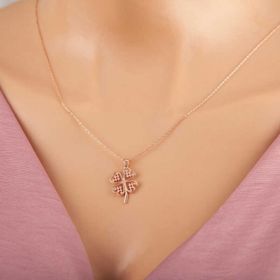Himarry 925 Ayar Rose Kalpli Dört Yapraklı Yonca Kadın Gümüş Kolye