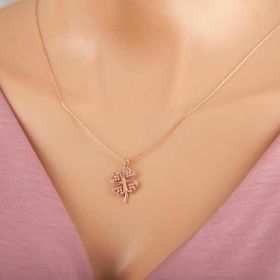 Himarry 925 Ayar Rose Kalpli Dört Yapraklı Yonca Kadın Gümüş Kolye
