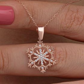 Himarry 925 Ayar Rose Kar Tanesi Kadın Gümüş Kolye