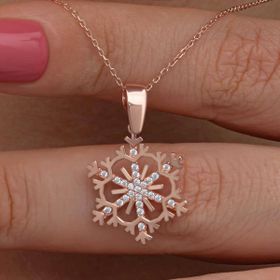 Himarry 925 Ayar Rose Kar Tanesi Kadın Gümüş Kolye