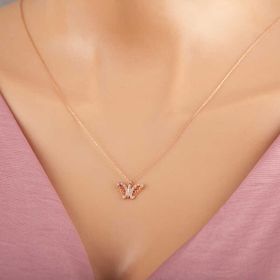 Himarry 925 Ayar Rose Kelebek Kadın Gümüş Kolye