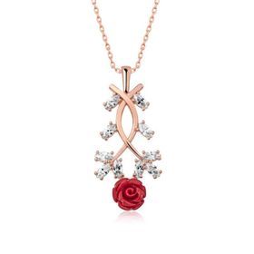 Himarry ​925 Ayar Rose Kırmızı Gül Gümüş Gümüş Kolye