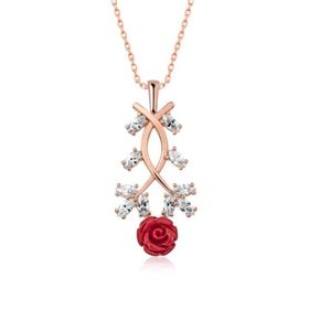 Himarry ​925 Ayar Rose Kırmızı Gül Gümüş Gümüş Kolye