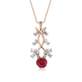 Himarry ​925 Ayar Rose Kırmızı Gül Gümüş Gümüş Kolye