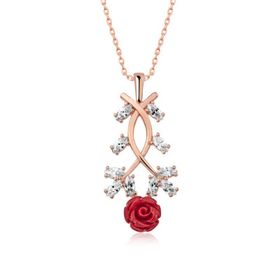 Himarry ​925 Ayar Rose Kırmızı Gül Gümüş Gümüş Kolye