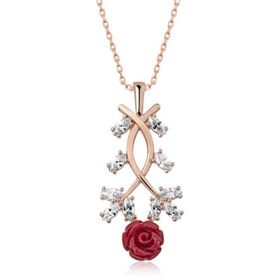 Himarry ​925 Ayar Rose Kırmızı Gül Gümüş Gümüş Kolye