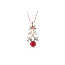 Himarry 925 Ayar Rose Kırmızı Gül Gümüş Kolye