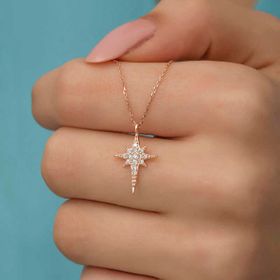 Himarry 925 Ayar Rose Kutup Yıldızı Kadın Gümüş Kolye