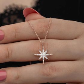 Himarry 925 Ayar Rose Kutup Yıldızı Kadın Gümüş Kolye