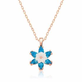Himarry 925 Ayar Rose Mavi Lotus Çiçeği Kadın Gümüş Kolye