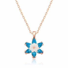 Himarry 925 Ayar Rose Mavi Lotus Çiçeği Kadın Gümüş Kolye