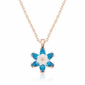 Himarry 925 Ayar Rose Mavi Lotus Çiçeği Kadın Gümüş Kolye