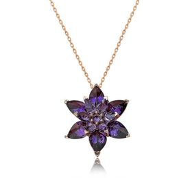 Himarry 925 Ayar Rose Mor Lotus Çiçeği Gümüş Kolye