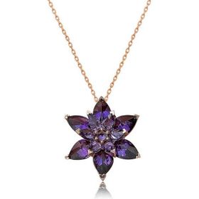 Himarry 925 Ayar Rose Mor Lotus Çiçeği Gümüş Kolye