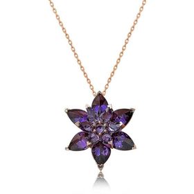 Himarry 925 Ayar Rose Mor Lotus Çiçeği Gümüş Kolye