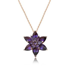 Himarry 925 Ayar Rose Mor Lotus Çiçeği Gümüş Kolye
