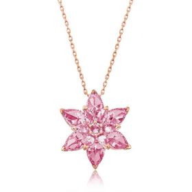 Himarry 925 Ayar Rose Pembe Lotus Çiçeği Gümüş Kolye