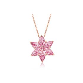 Himarry 925 Ayar Rose Pembe Lotus Çiçeği Gümüş Kolye