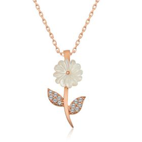 Himarry 925 Ayar Rose Sedef Çiçek Kadın Gümüş Kolye