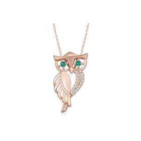 Himarry ​925 Ayar Rose Yeşil Gözlü Baykuş Kadın Gümüş Kolye