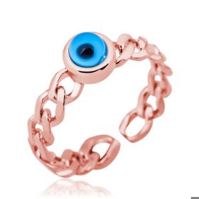Himarry 925 Ayar Rose Zincir Desenli Nazarlı Gümüş Yüzük