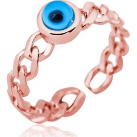 Himarry 925 Ayar Rose Zincir Desenli Nazarlı Gümüş Yüzük