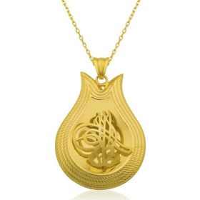 Himarry 925 Ayar Sarı Tuğra Kadın Gümüş Kolye