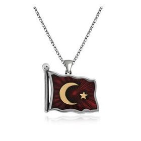Himarry 925 Ayar Türk Bayrağı Gümüş Kolye