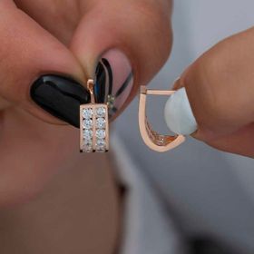 Himarry Çift Sıra Beyaz Taşlı J Kadın Gümüş Küpe