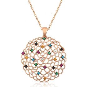 Himarry Geometrik Desenli Madalyon 925 Ayar Kadın Gümüş Kolye