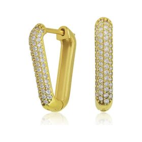 Himarry Gold Beyaz Taşlı Üçgen Gümüş Küpe