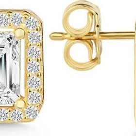 Himarry Gümüş Gold Beyaz Baget Taşlı Çivili Kadın Küpe