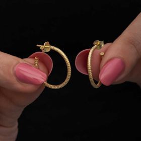 Himarry Gümüş Gold Kalemli Halka Kadın Küpe