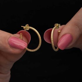 Himarry Gümüş Gold Kalemli Halka Kadın Küpe
