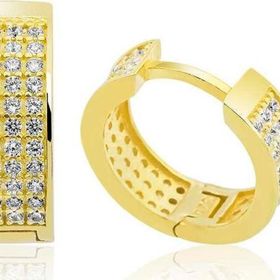 Himarry Gümüş Gold Sıra Taşlı Halka Küpe