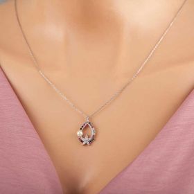 Himarry Gümüş Renkli Taşlı Çiçekli Kadın Kolye