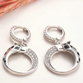 Himarry ​Gümüş Sallantılı Kaplan Figürlü Kadın Küpe