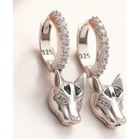 Himarry ​Gümüş Sallantılı Kaplan Figürlü Kadın Küpe