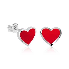 Himarry Himarry 925 Ayar Gümüş Fosforlu Kırmızı Kalp Küpe