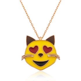 Himarry Kalp Gözlü Kedi Emoji 925 Ayar Kadın Gümüş Kolye