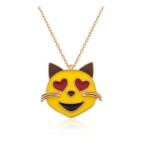 Himarry Kalp Gözlü Kedi Emoji 925 Ayar Kadın Gümüş Kolye